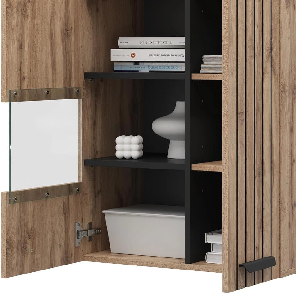 Armadio a muro Amber, Marrone, 60.2 cm con 2 porte, con vano portaoggetti per spazio aggiuntivo