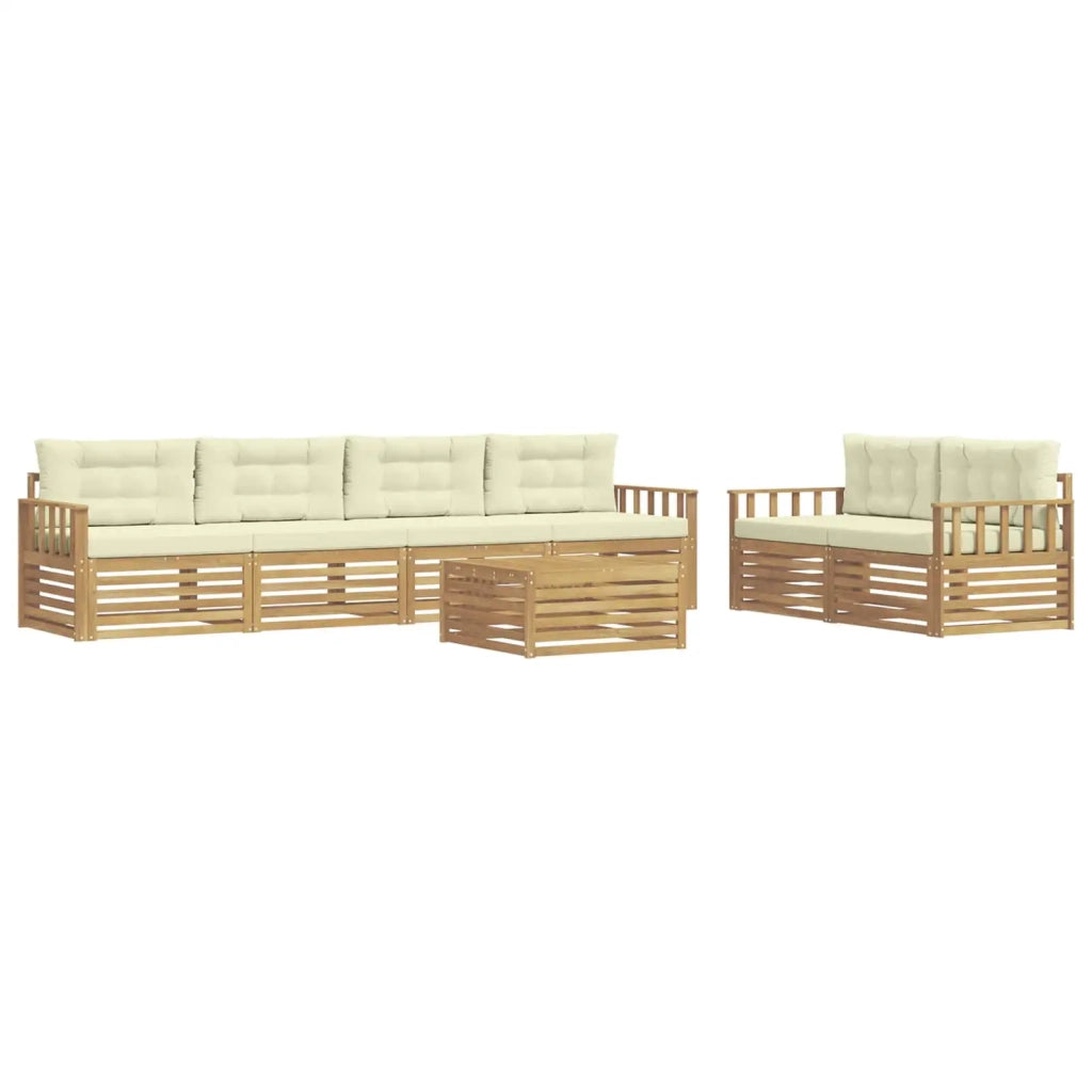 Set di divani da esterno 7 pcs Bianco e Crema Poliestere