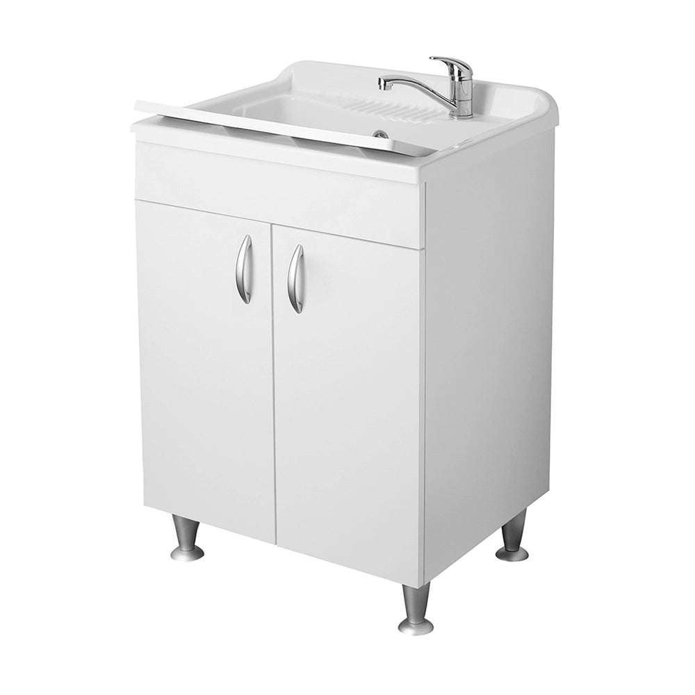 Mobile lavatoio 60 x 50 in legno con asse e kit di scarico incluso Fedra