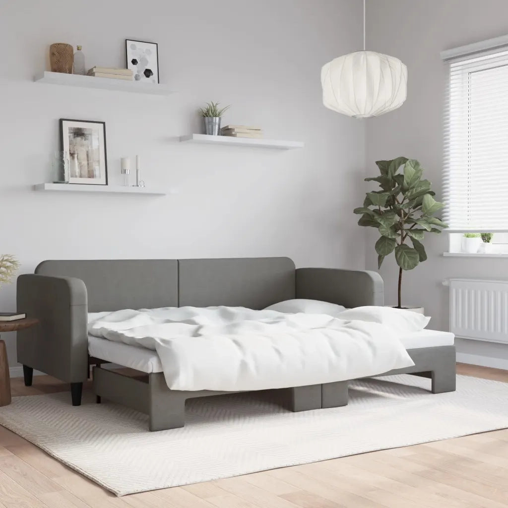 Divano letto | Sof¨¤ letto | Letto singolo Estraibile Grigio Scuro 80x200 Tessuto