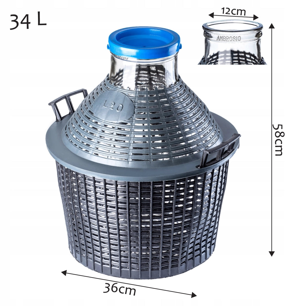 KADAX Lady's Balloon Bottiglia da 34 litri per vino e liquori in un cestino Bottiglia da gallone per vino con tappo