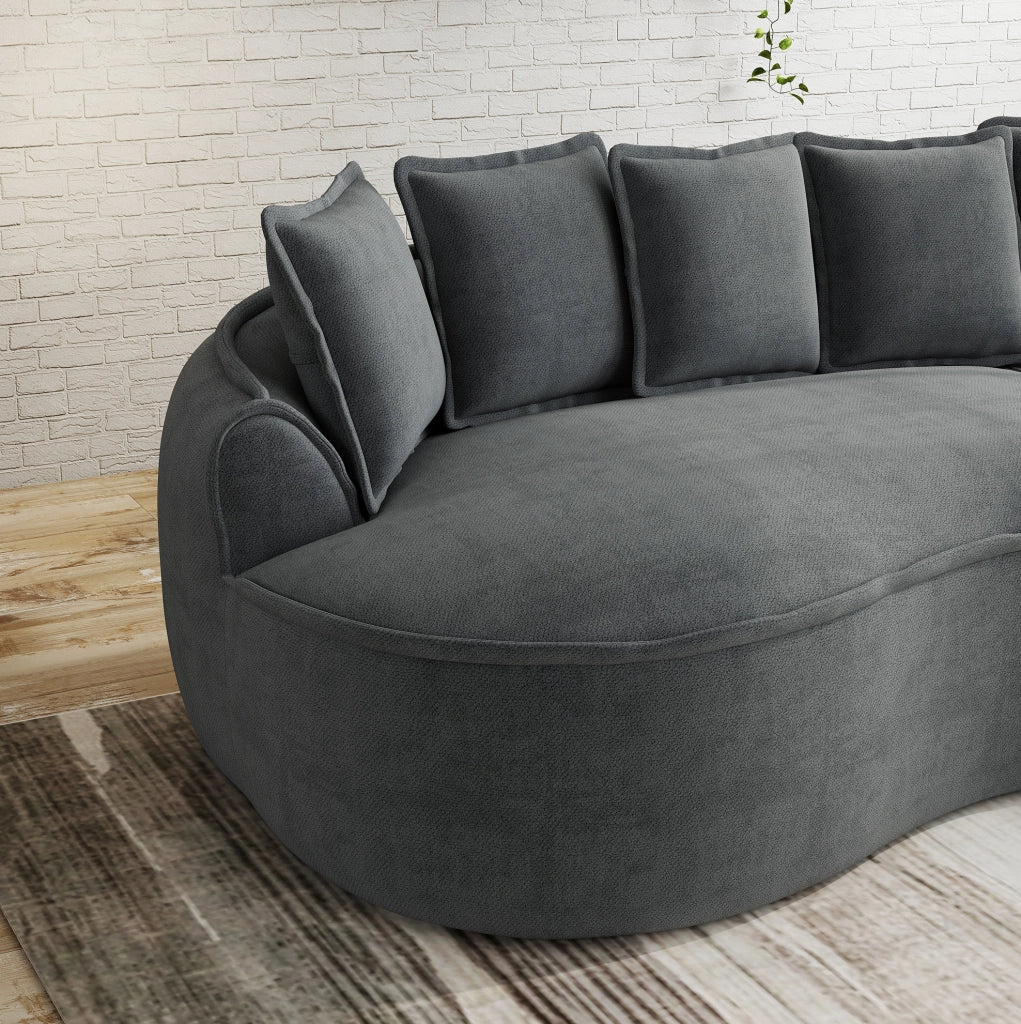 Divano modulare grigio in ciniglia; 2 moduli con funzione letto