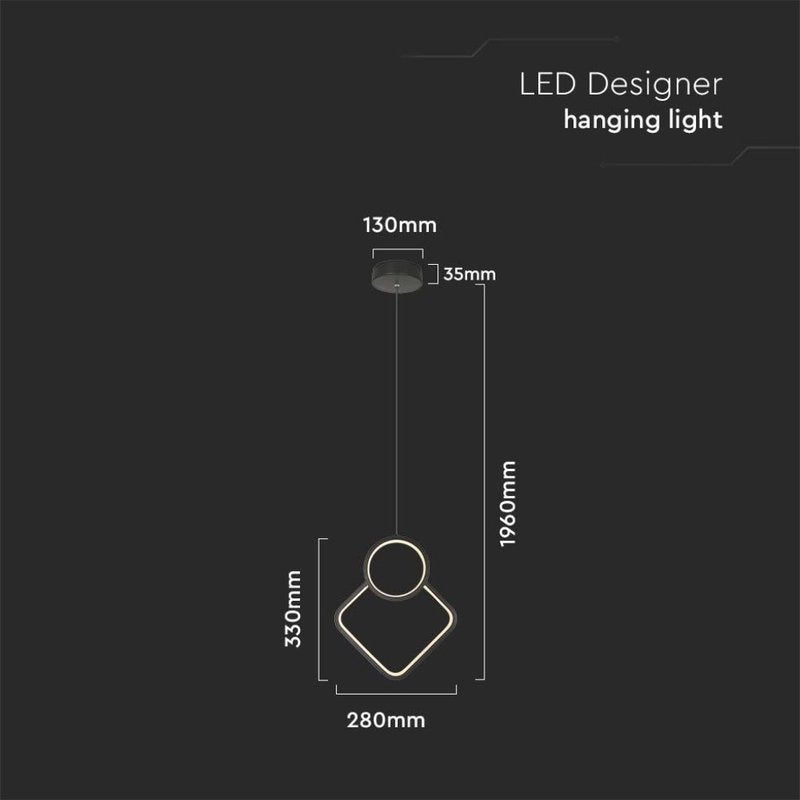 Lampadario LED a Sospensione 12W dal Design Moderno 28*196cm Colore Nero 4000K SKU-14999