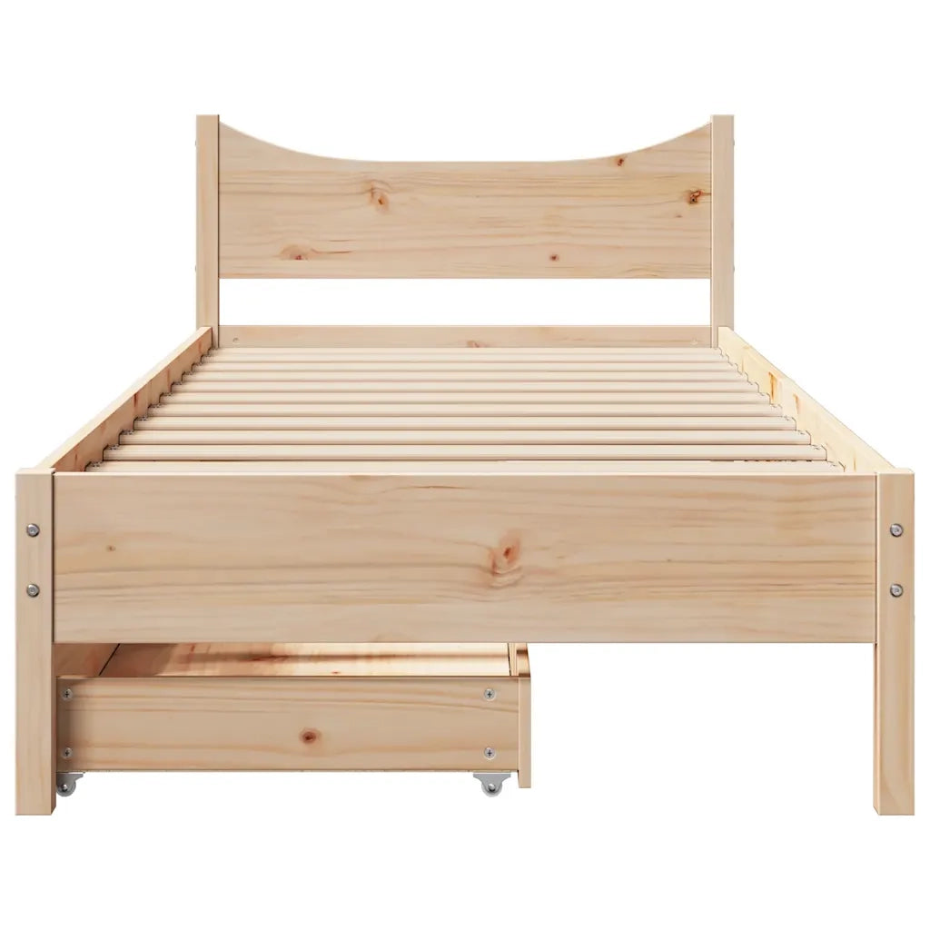Giroletto con Cassetti 90x200 cm in Legno Massello di Pino