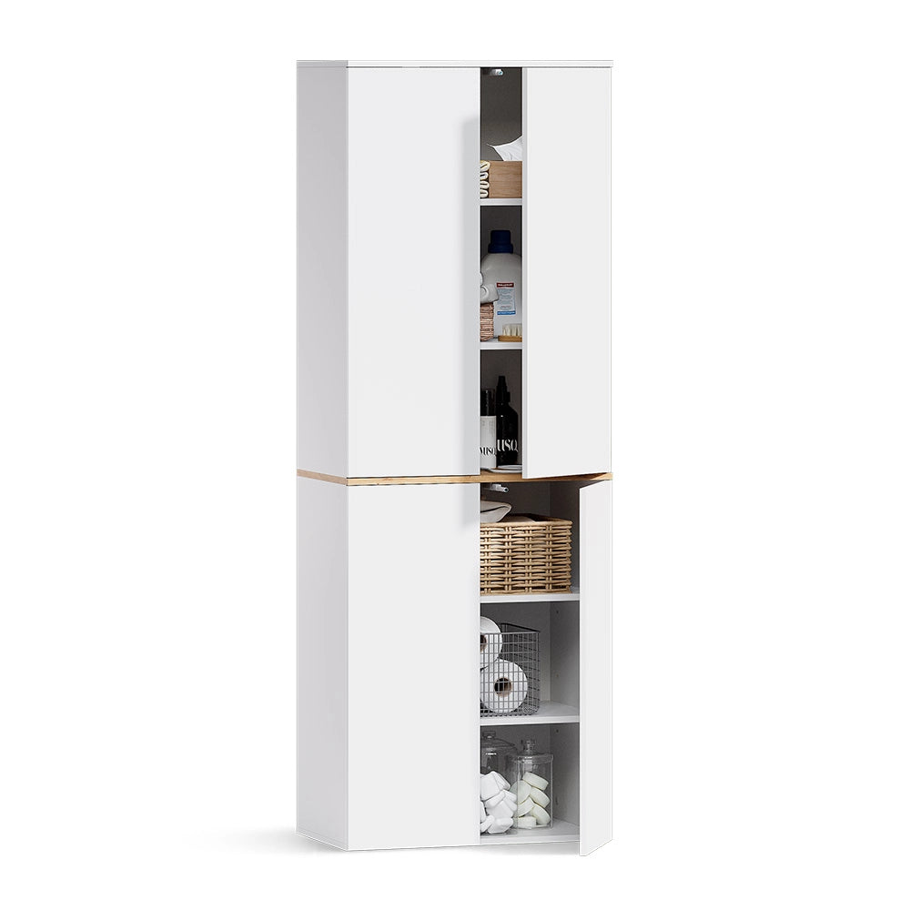 Armadio alto Viktor Bianco/Rovere artigianale 68 x 188.6 cm con 6 scomparti chiusi Vicco
