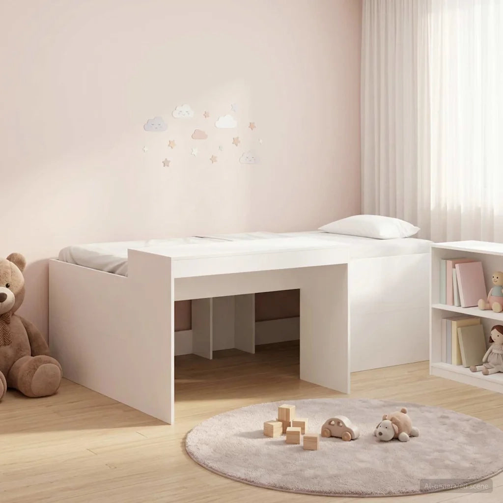 Letto alto per bambini con scrivania Bianco 80 x 200 cm 3422643