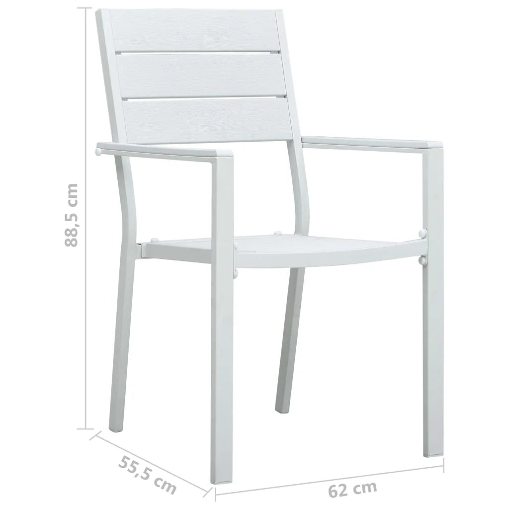 Sedie da Giardino 4 pz | Sedie da Esterno Bianche in HDPE Aspetto Legno