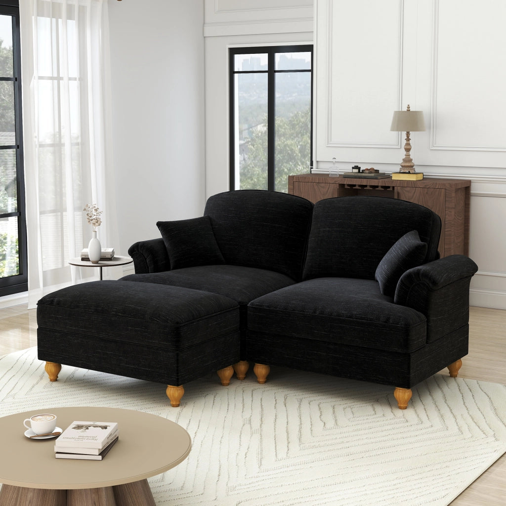 Divano modulare a 2 posti in stile Mid-Century - Zephmum - L-forma, chenille, braccioli a imbuto, gambe a fuso
