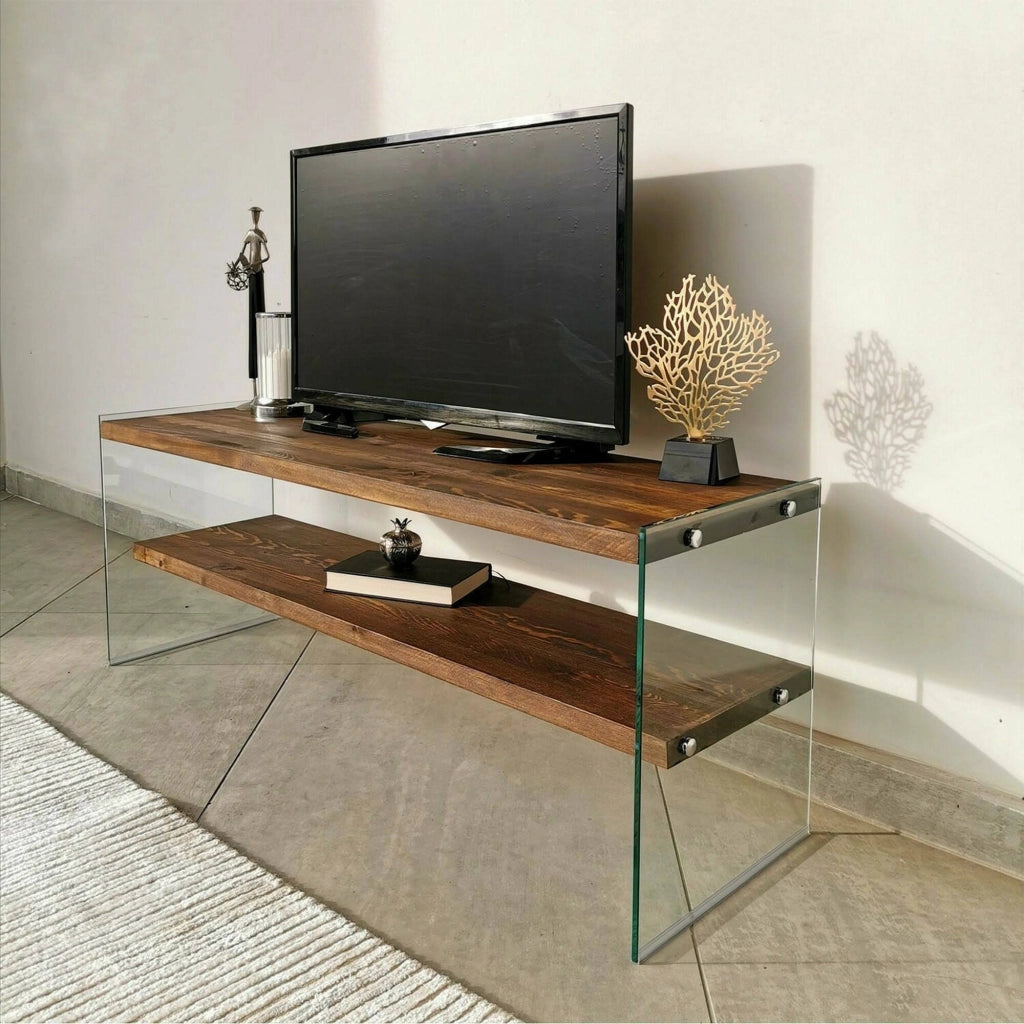 Mobile porta TV Italia, Credenza da soggiorno, Armadio basso per TV, Base parete attrezzata, 120x35h45 cm, Noce
