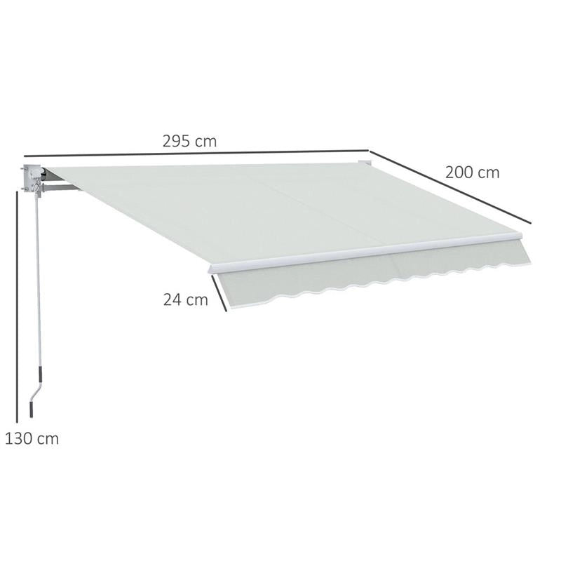 TENDA DA SOLE A BRACCI REGOLABILE 5°-35° IN ALLUMINIO E POLIESTERE, 200X295 CM, CREMA