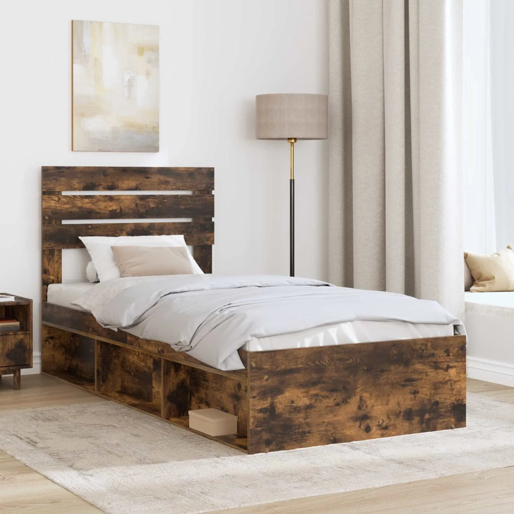 Struttura del letto Rovere fumé 75 x 190 cm Pino massello 3411475
