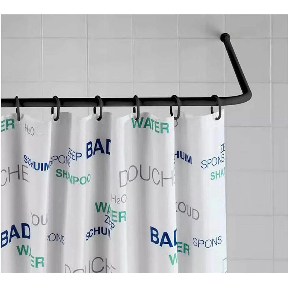 Trade Shop - Bastone Asta Tenda Doccia Barra A L 2 Lati Angolare Nera 80x80cm Universale 87235 -
