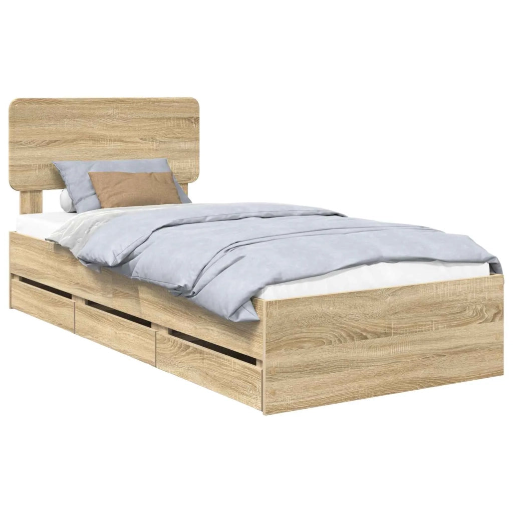 Struttura del letto con cassetto Rovere Sonoma 75 x 190 cm 3412236