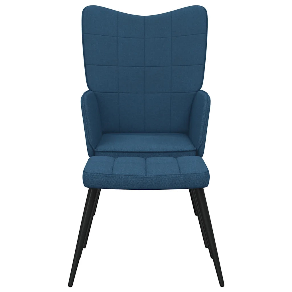 Sedia Relax con Sgabello Blu in Tessuto 327956