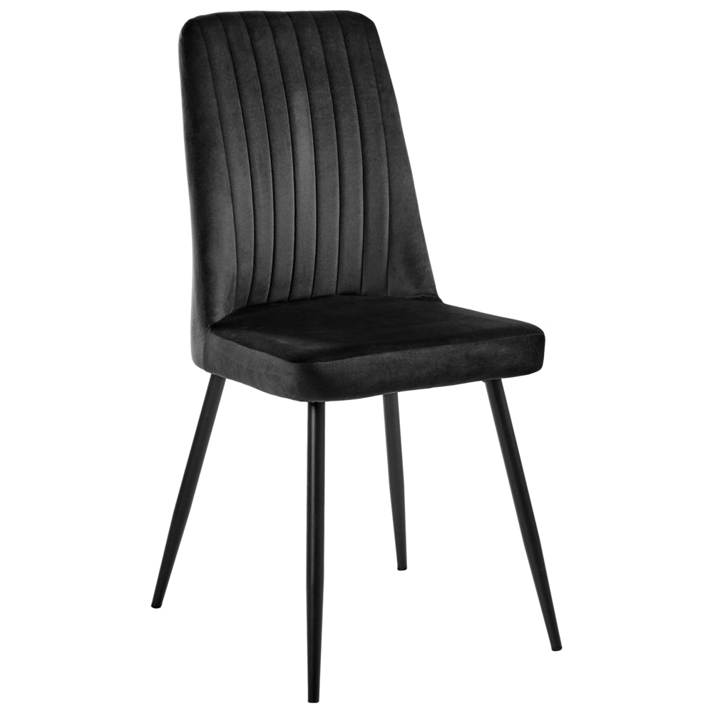 Set di 4 sedie da pranzo con seduta in velluto imbottito Stile moderno Senza braccioli Gambe in ferro nero