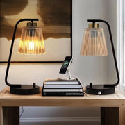 Lampada da Notte Stepless Regolabile con Porta USB - Lampada da Camera Industriale con Fonte LED per Camera da Letto, Sala e Ufficio - Set di 2 Lampade da Tavolo con 2×Lampade LED