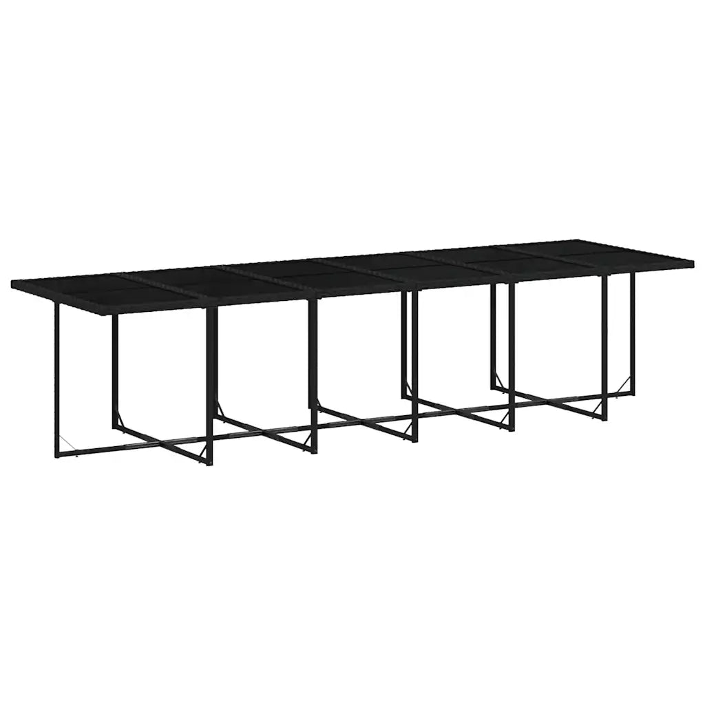 Set da Pranzo da Giardino 13pz con Cuscini Nero in Polyrattan 3210583