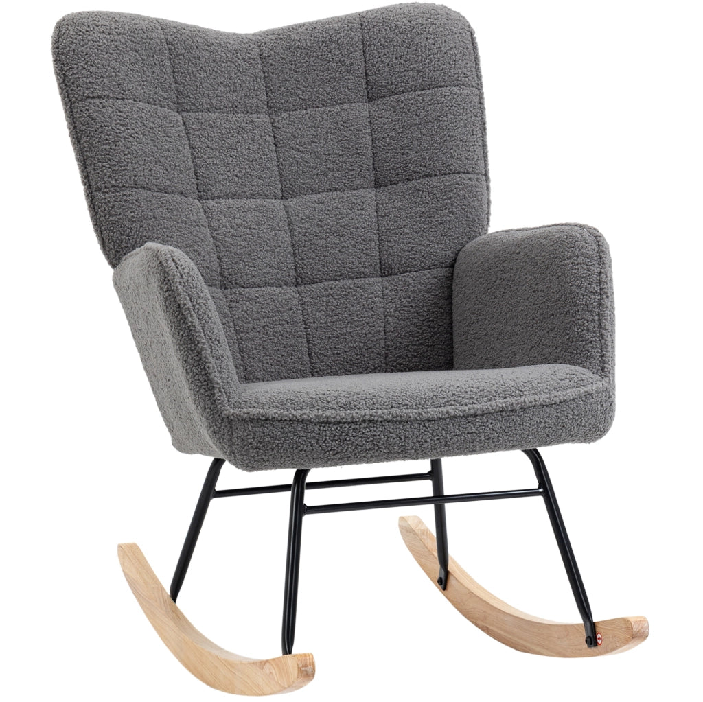 Poltrona a dondolo 98x71x101 cm con schienale alto e braccioli in poliestere grigio scuro