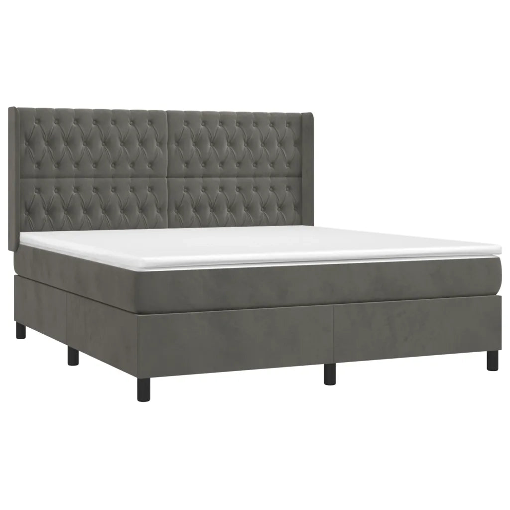 Letto a Molle con Materasso e LED Grigio Scuro 180x200 cm 3139758