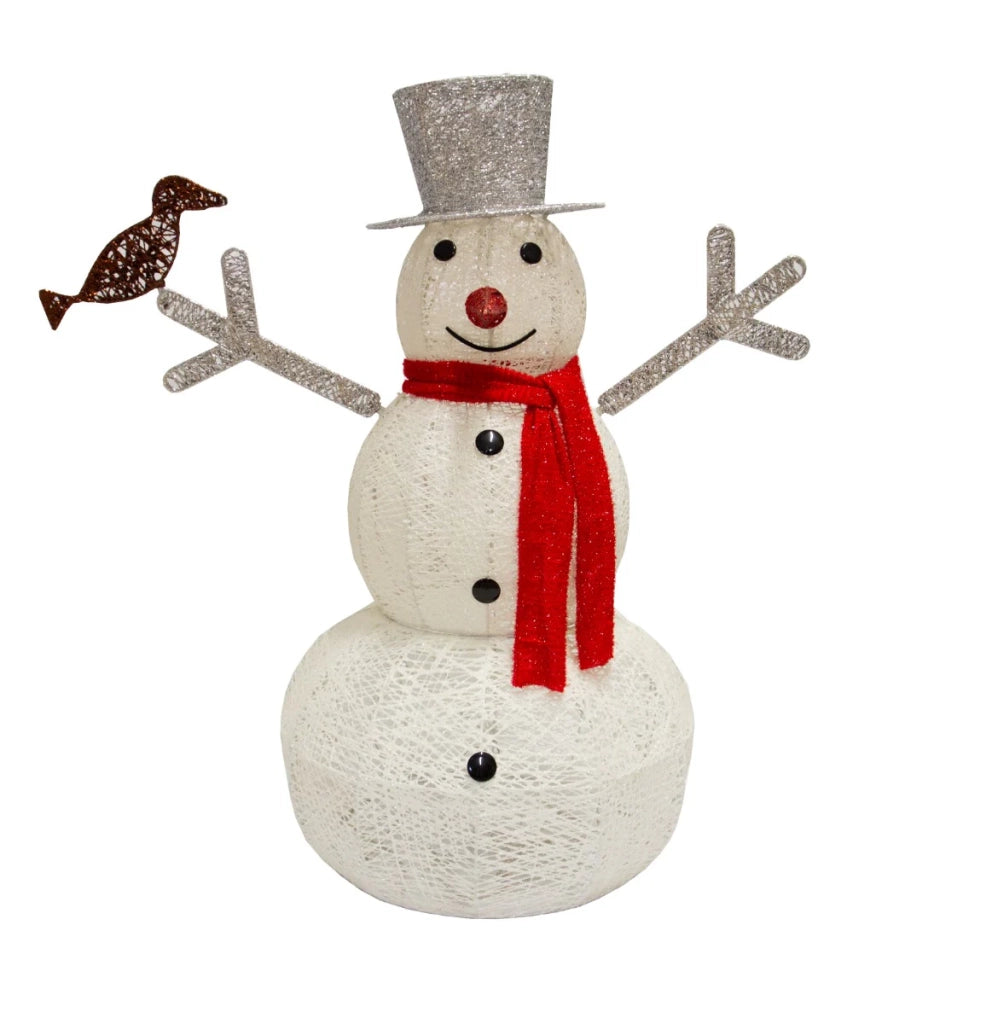 Pupazzo di Neve Luminoso Decorazione da Esterno per la Casa Luci LED Pupazzo di Natale per Giardino - Bianco