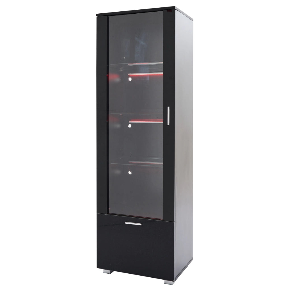 Vetrina 40x50x160 cm nera in acrilico con LED e 3 ripiani
