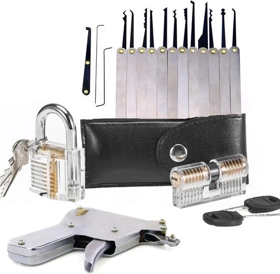Set di Sfoglia Chiavi Transparenti - Sfoglia Chiavi a Croce e Pistola - Kit per Principianti di Serrafici - Argento