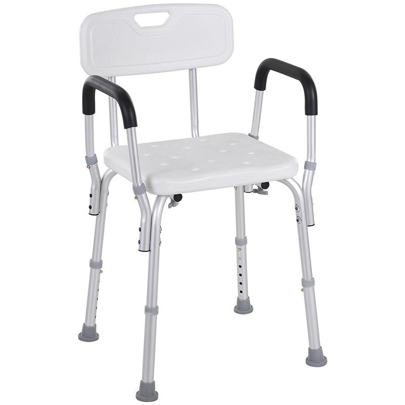 SEDIA PER DOCCIA IN ALLUMINIO CON ALTEZZA REGOLABILE E PIEDINI ANTISCIVOLO 51.5X51.5X71-84CM BIANCO