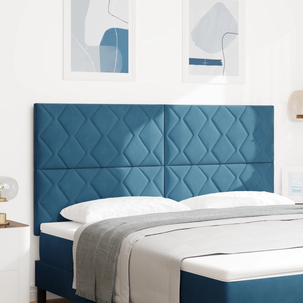 Testiera Design a Blocchi di Diamante Blu Scuro 180 cm Velluto