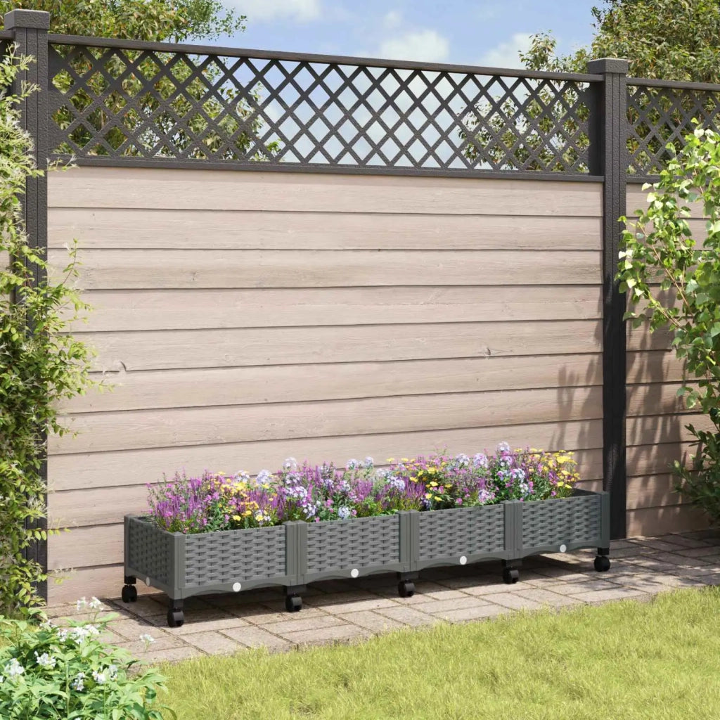 Vaso da Giardino con Ruote Grigio Chiaro 160 x 40 x 33 cm PP 3423131