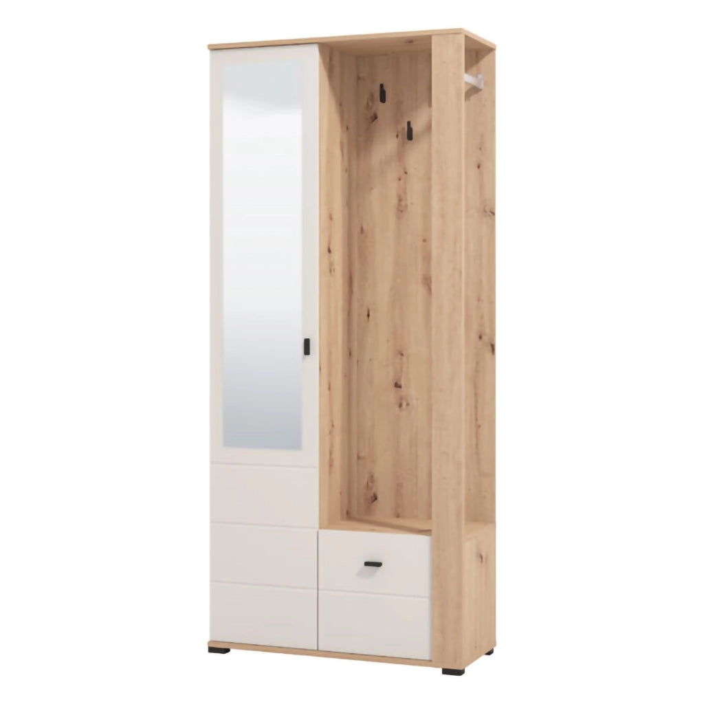 Vique, Mobile da Ingresso Specchio Incluso, 87x36x197h cm Bianco Crema