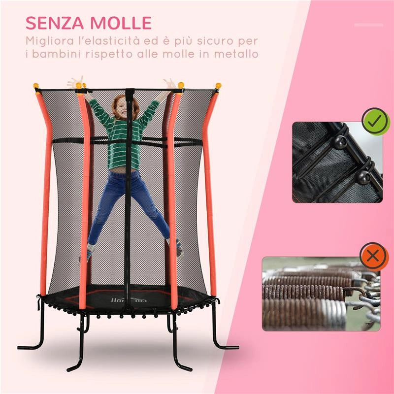 TAPPETO ELASTICO PER BAMBINI CON INGRESSO A CERNIERA E PALI IMBOTTITI Ø 163.5X190 CM ROSSO