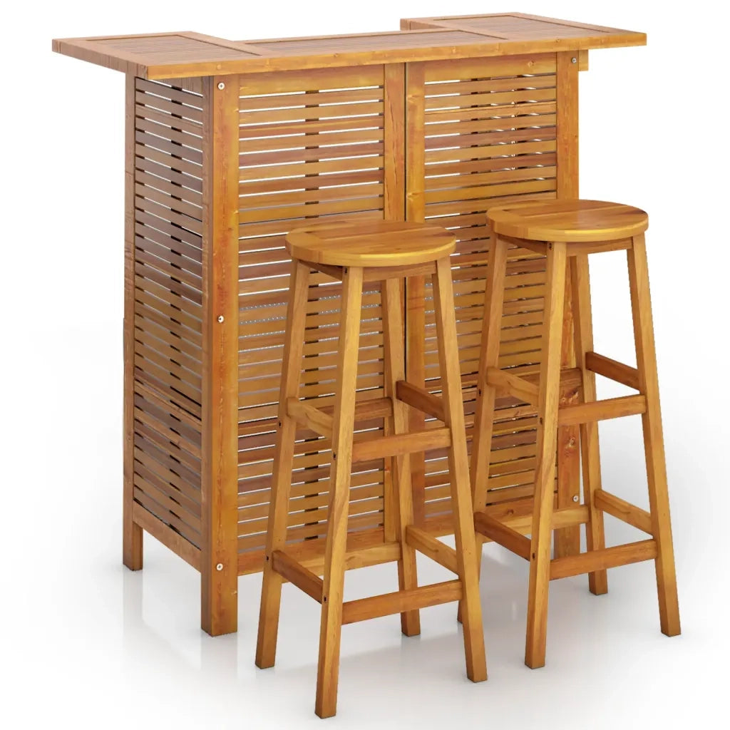 Set da Bar per Giardino 3 pz | Set Salotto da Giardino in Legno Massello di Acacia
