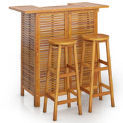 Set da Bar per Giardino 3 pz | Set Salotto da Giardino in Legno Massello di Acacia