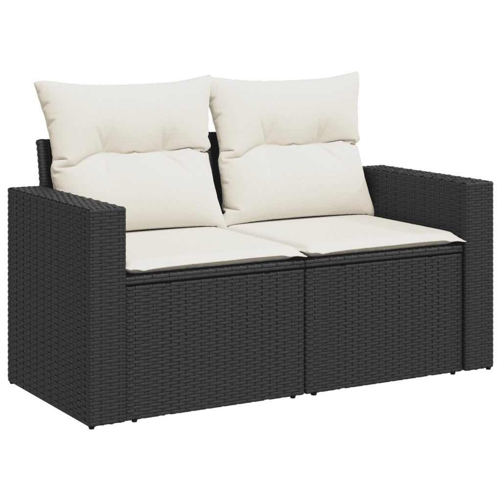 Set Divani da Giardino 5 pz con Cuscini in Polyrattan Nero 3223998