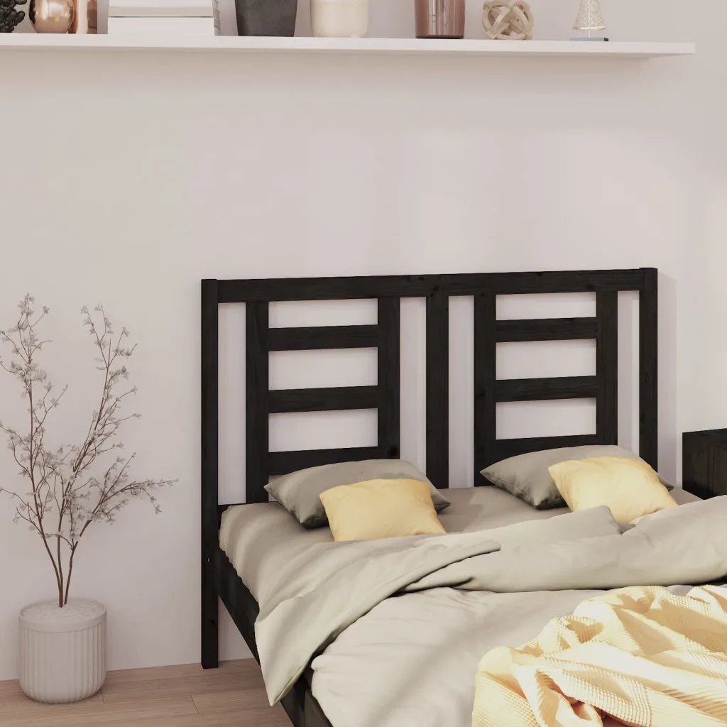 Testiera per Letto Nera 126x4x100 cm in Legno Massello di Pino 818814