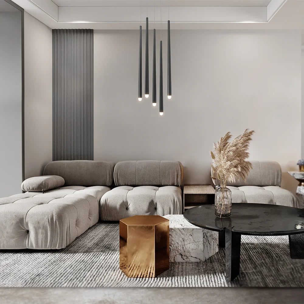 Maytoni Lampadario moderno Cascade 5 luci LED integrato nero alluminio