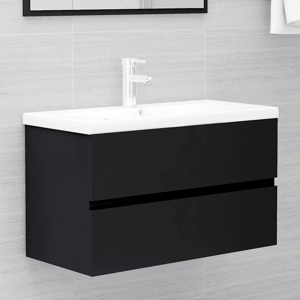 Set Mobili da Bagno 2 pz Nero in Truciolato cod mxl 10180