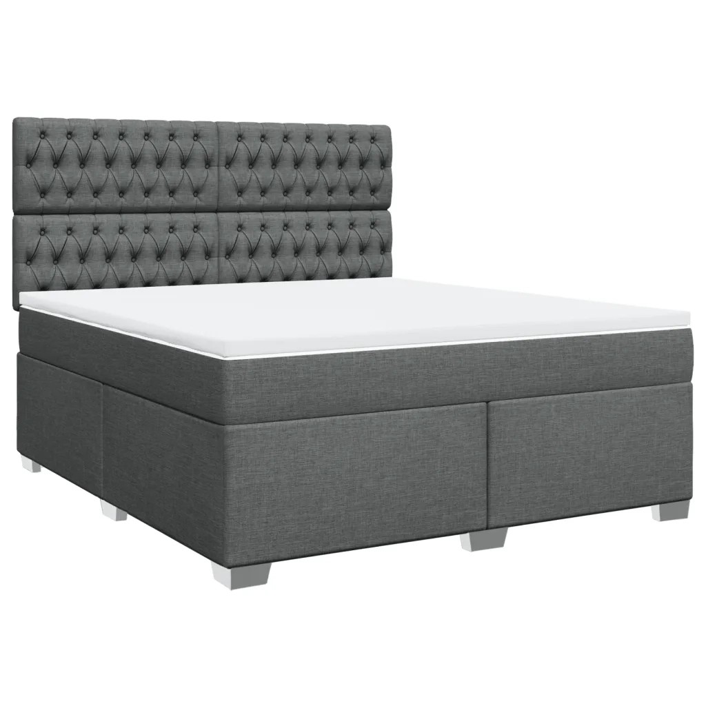 Giroletto a Molle con Materasso Grigio Scuro 180x200 cm Tessuto