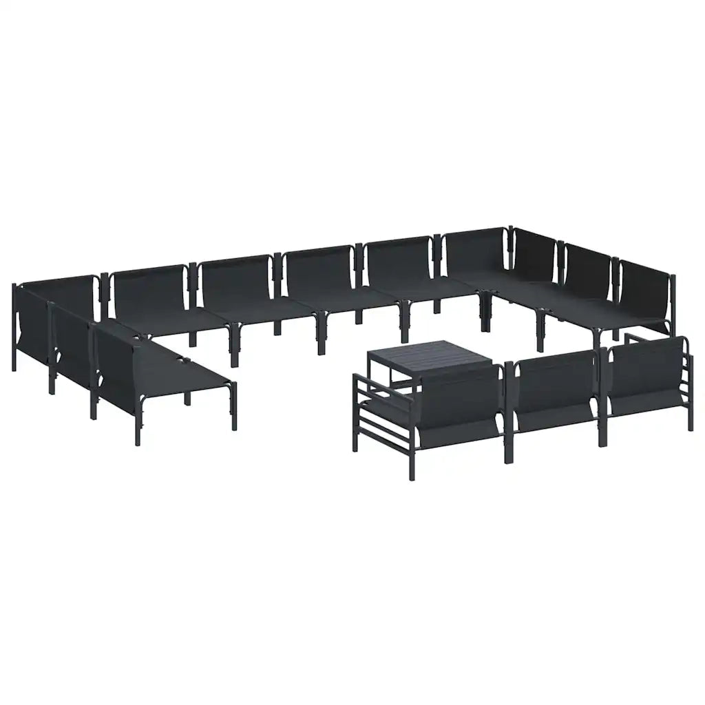 Set Divano da Giardino con cuscino 14 pcs Nero Acciaio 3379029