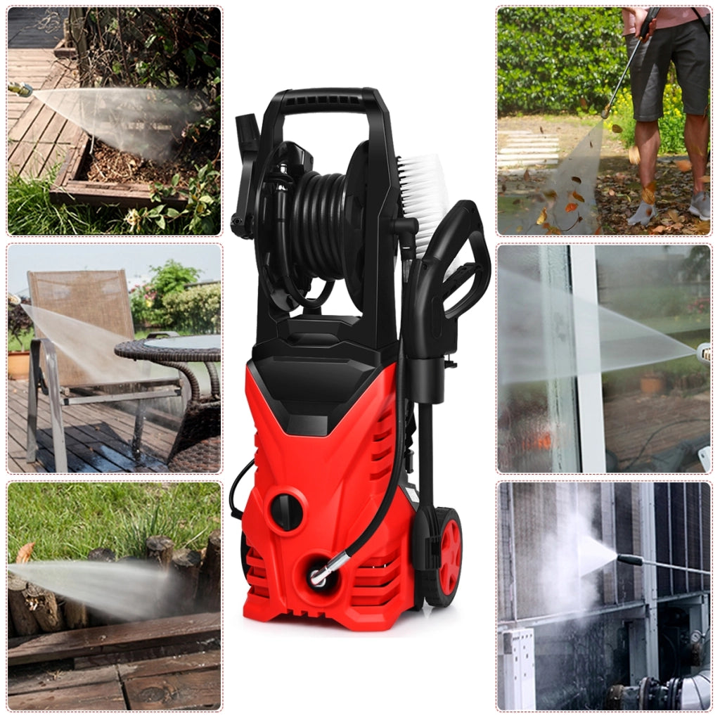 1500W Idropulitrice portatile con 2030 PSI, 5,0 L/Min, ugello Lotus per la pulizia di giardini e auto, Rosso-Strumenti elettrici