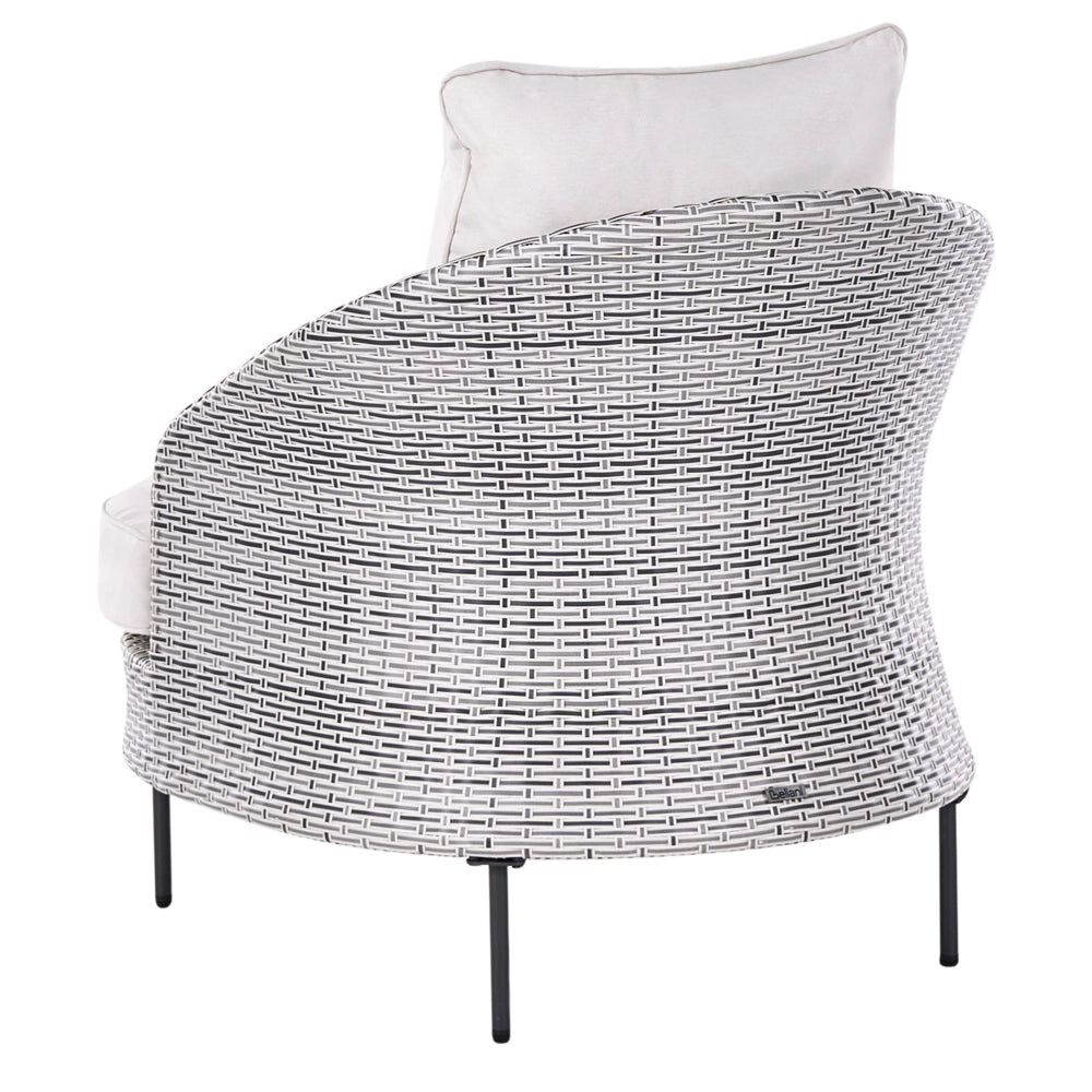 Poltrona da giardino in rattan in vimini grigio con poggiapiedi esterno giardino stile boho