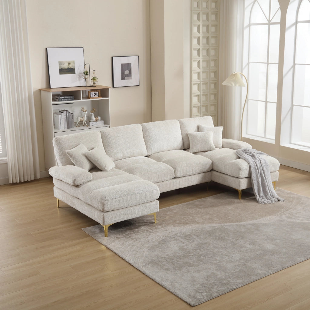 DIVANO U a 2 Chaise 272x136x88 cm Chenille Beige