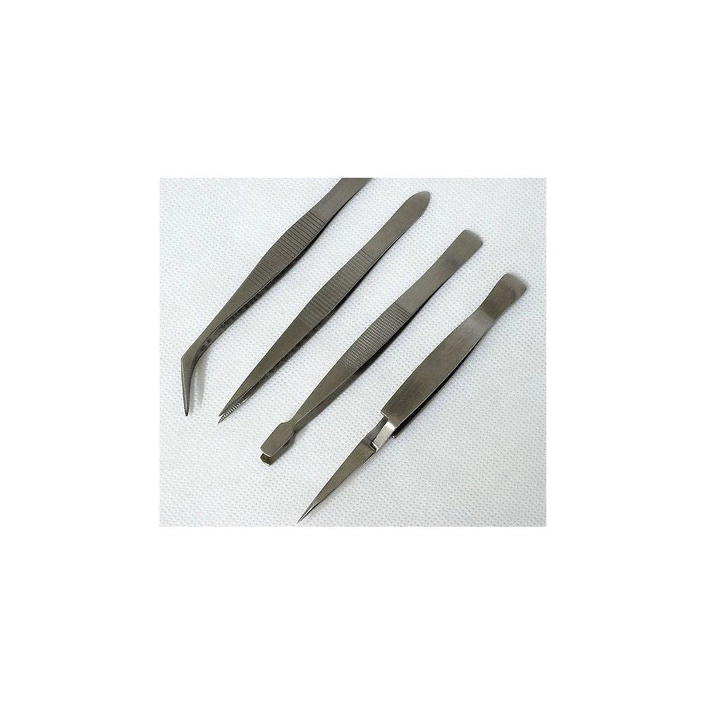 Trade Shop - Set 4 Pinzette In Accaio Inossidabile Per Sopraciglie Sopra Ciglie Mackup Beauty -