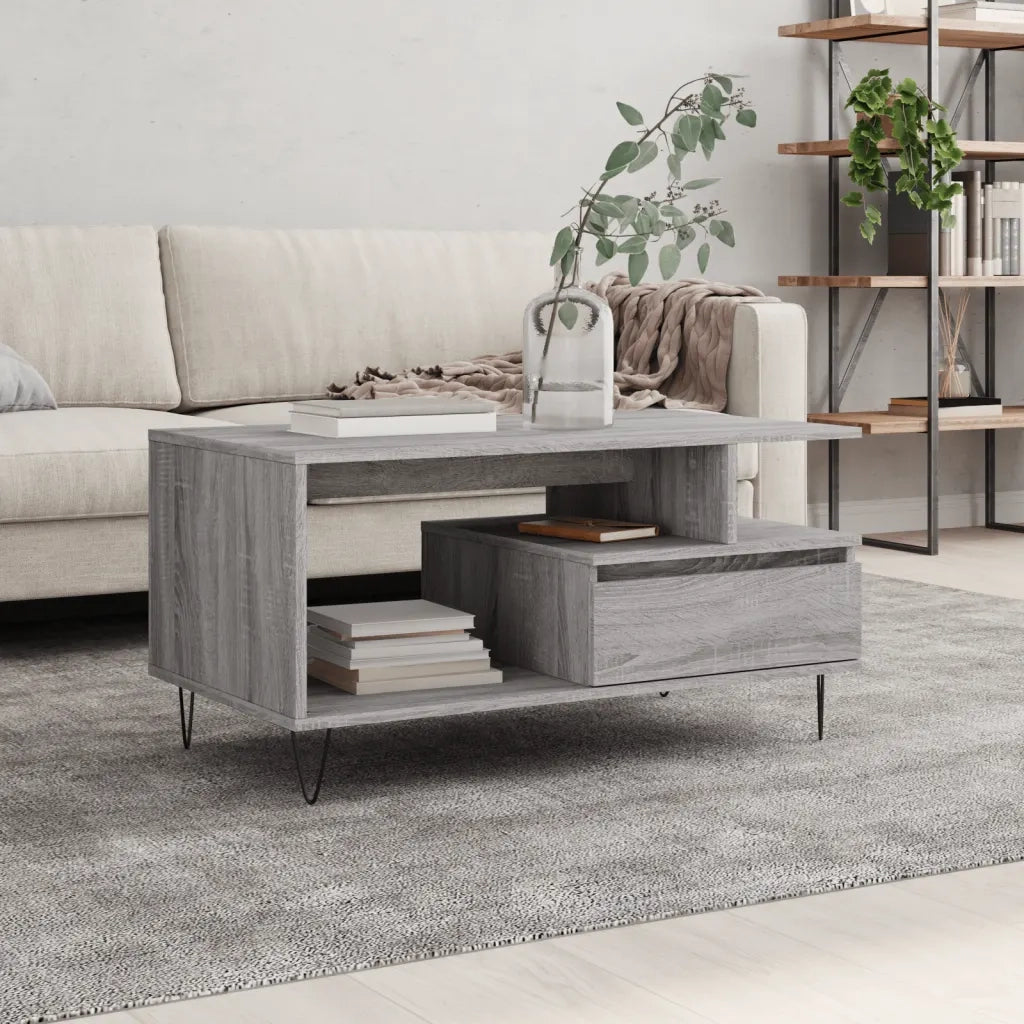 Tavolino da salotto | Tavolino da caff¨¨ | Tavolino da Soggiorno Grigio Sonoma 90x49x45 cm Legno Multistrato