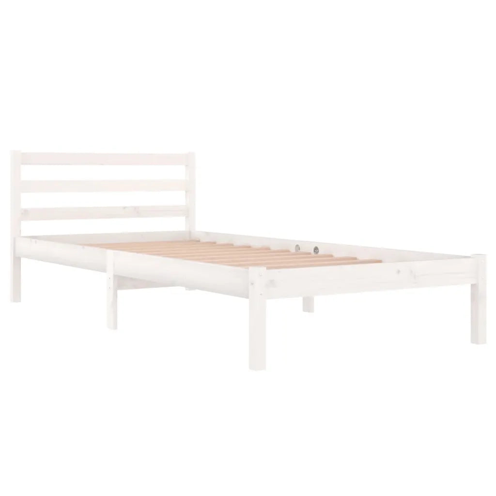 Giroletto-Struttura Letto in Legno Massello di Pino 90x200 cm Bianco