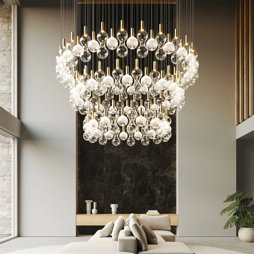 Zafferano Lampada a sospensione Sfera in vetro borosilicato soffiato a bocca con finitura oro e trasparente sabbiato 8W LED TRIAC 2700K