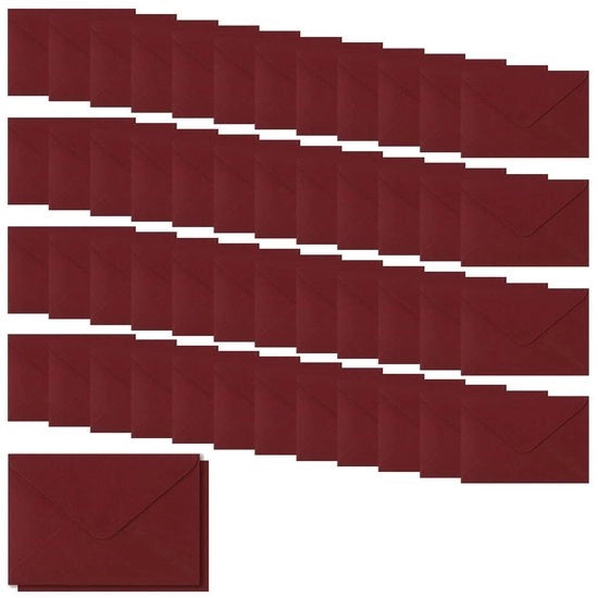 50 Stuks Enveloppe B6 Bourgondië, Enveloppe Premium per Ufficio, Enveloppe per Piccoli Oggetti, per Regali, Carte di Auguri, Matrimoni, Ufficio, Inviti (senza Carta)