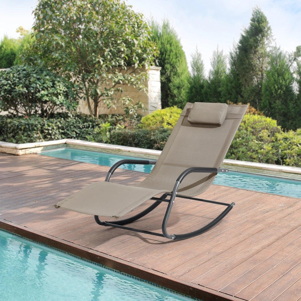 Set Caracena di 2 Sedie Sdraio a Dondolo da Giardino 147 x 63 x 89 cm - Beige [en.casa]