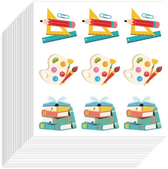 Sticker scolastici 180 pezzi - Sticker autoadesivi - Sticker decorativi - Tema scolastico - Sticker planner - Dimensioni 90 x 90 mm - Sticker decorativi