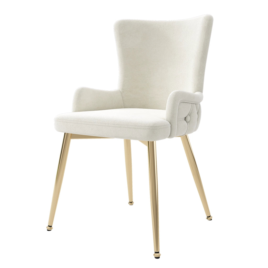 SEDIA da pranzo in velluto beige con gambe in metallo, Set da 6 pezzi